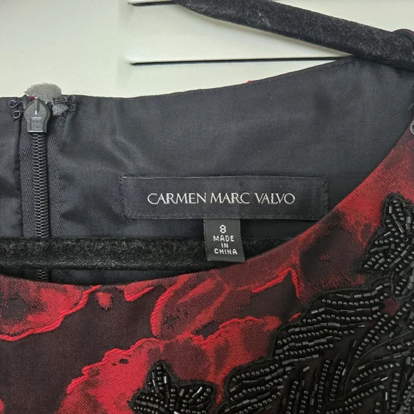 Carmen Marc Valvo Beaded Floral Dress Size 8 - Picture 7 of 13